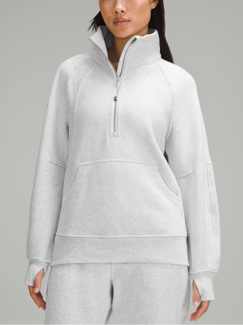lululemon athletica Light Gray Funnel-Neck Half Zip Sweatshirt M/L